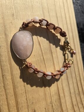 PRETTY IN PINK ... GENUINE PINK ADVENTURINE & GENUINE LEATHER